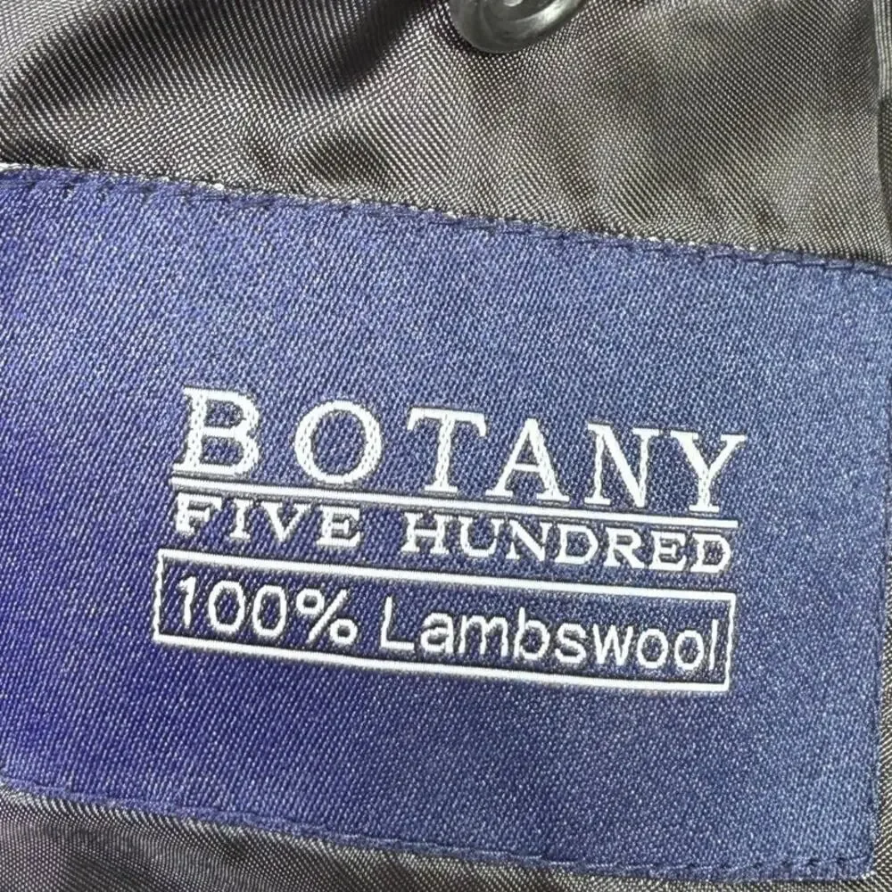 Botany 500 Mens 44L Gray 100% Lambswool 2 Button Herringbone Blazer Jacket Sport